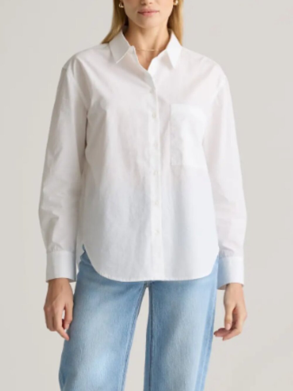 Quince 100% Organic Cotton Poplin Long Sleeve Boyfriend Shirt White XL NWT